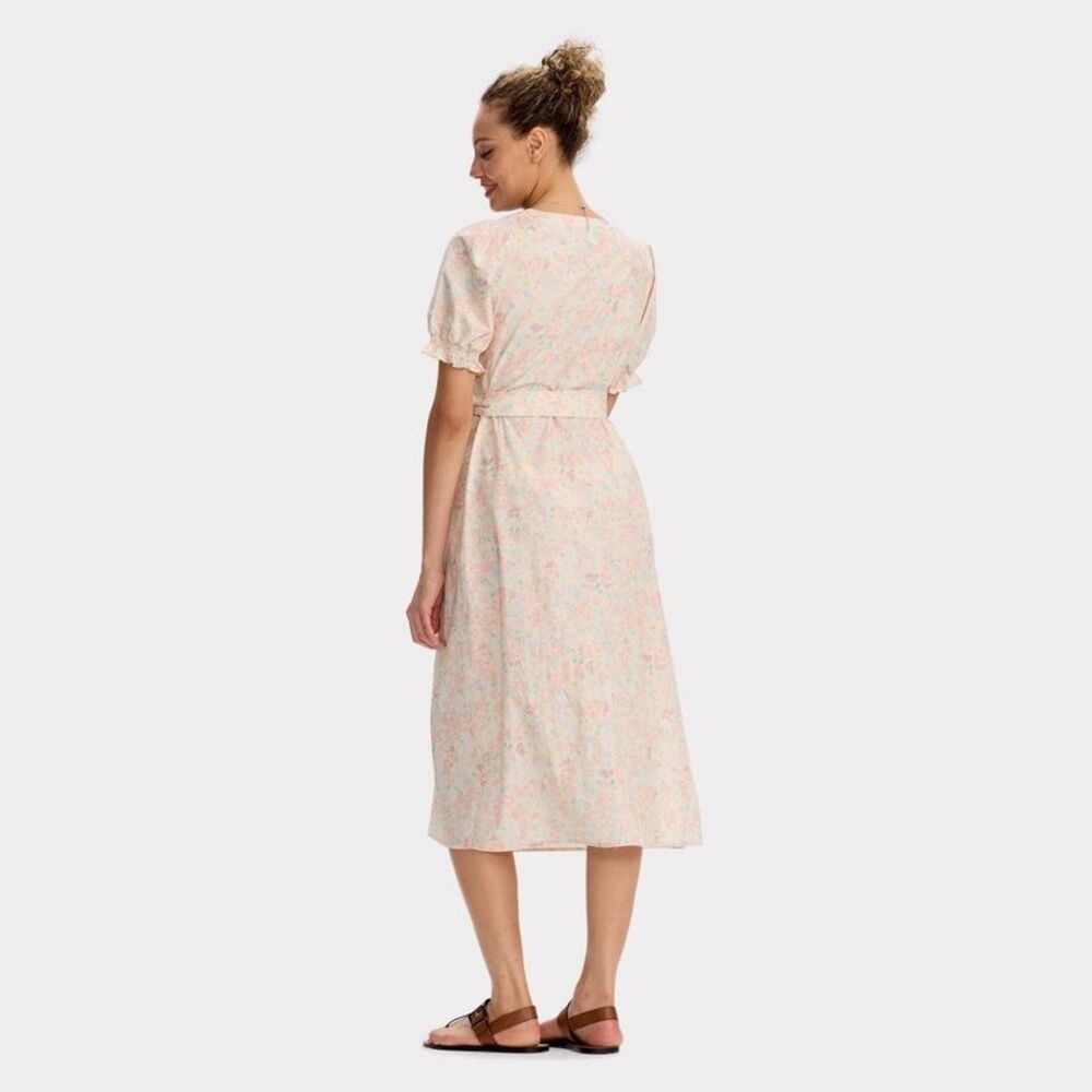 Universal Thread - Women's Puff Short Sleeve Midi Wrap Dress - Univer Pink - Picture 2 of 4